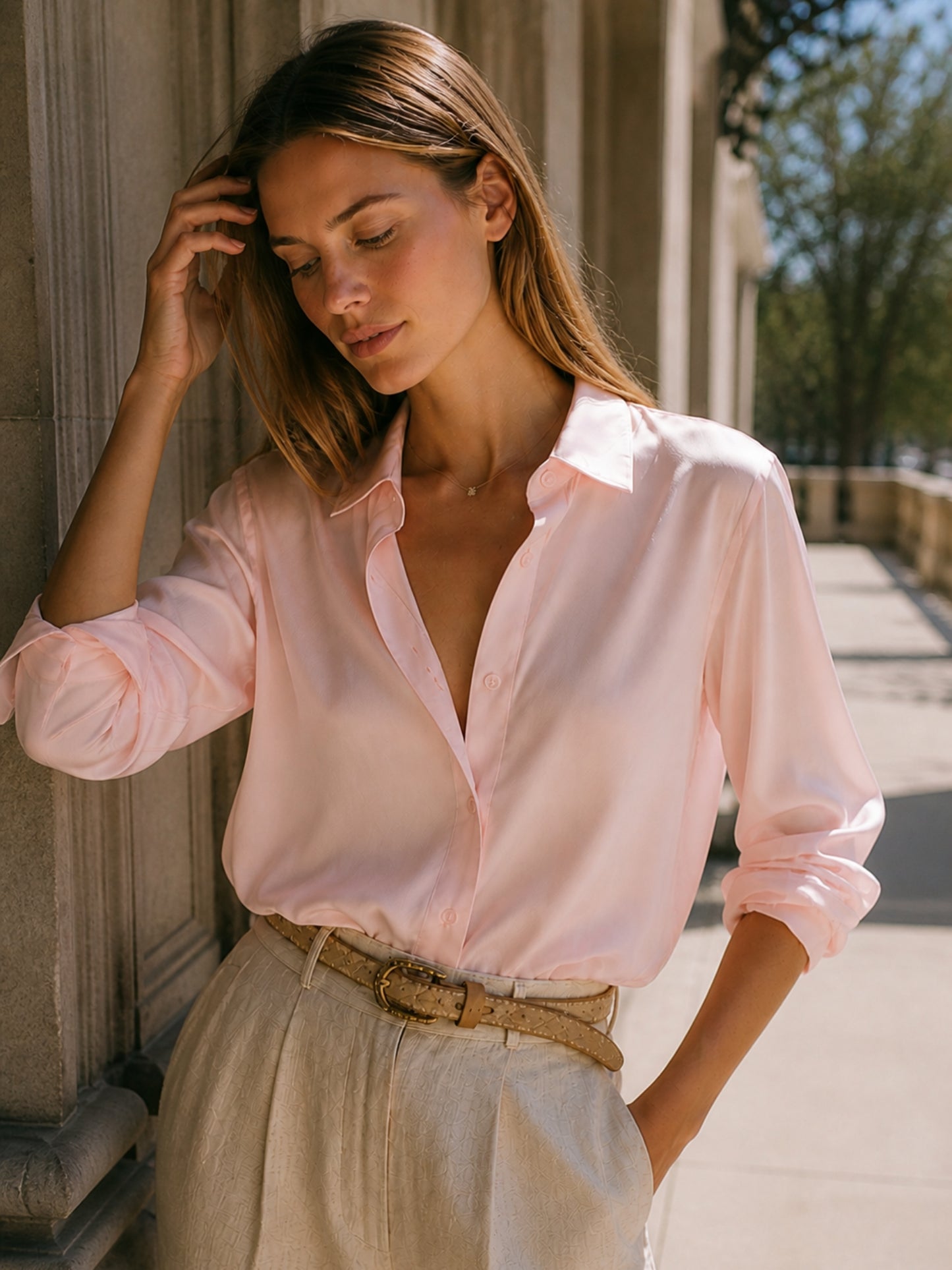 Blusa Bianca de seda rosa