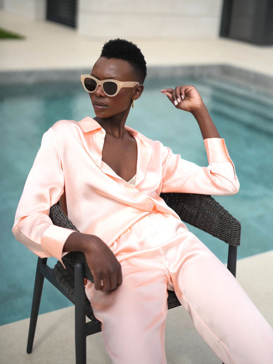 Diana peach silk blouse