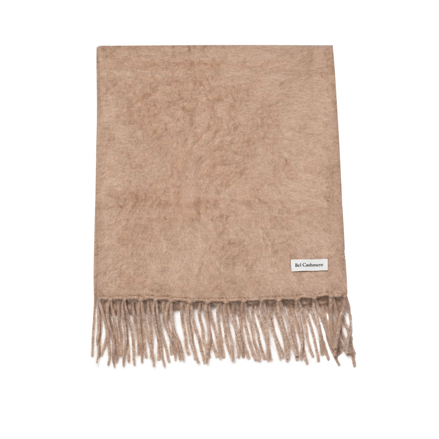 Beige brushed cashmere scarf