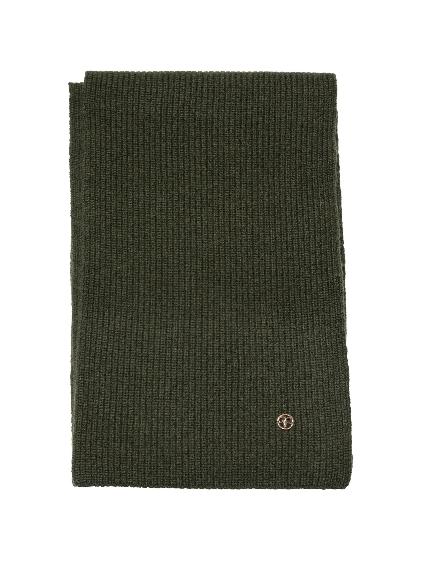 Olive ribbed knit scarf