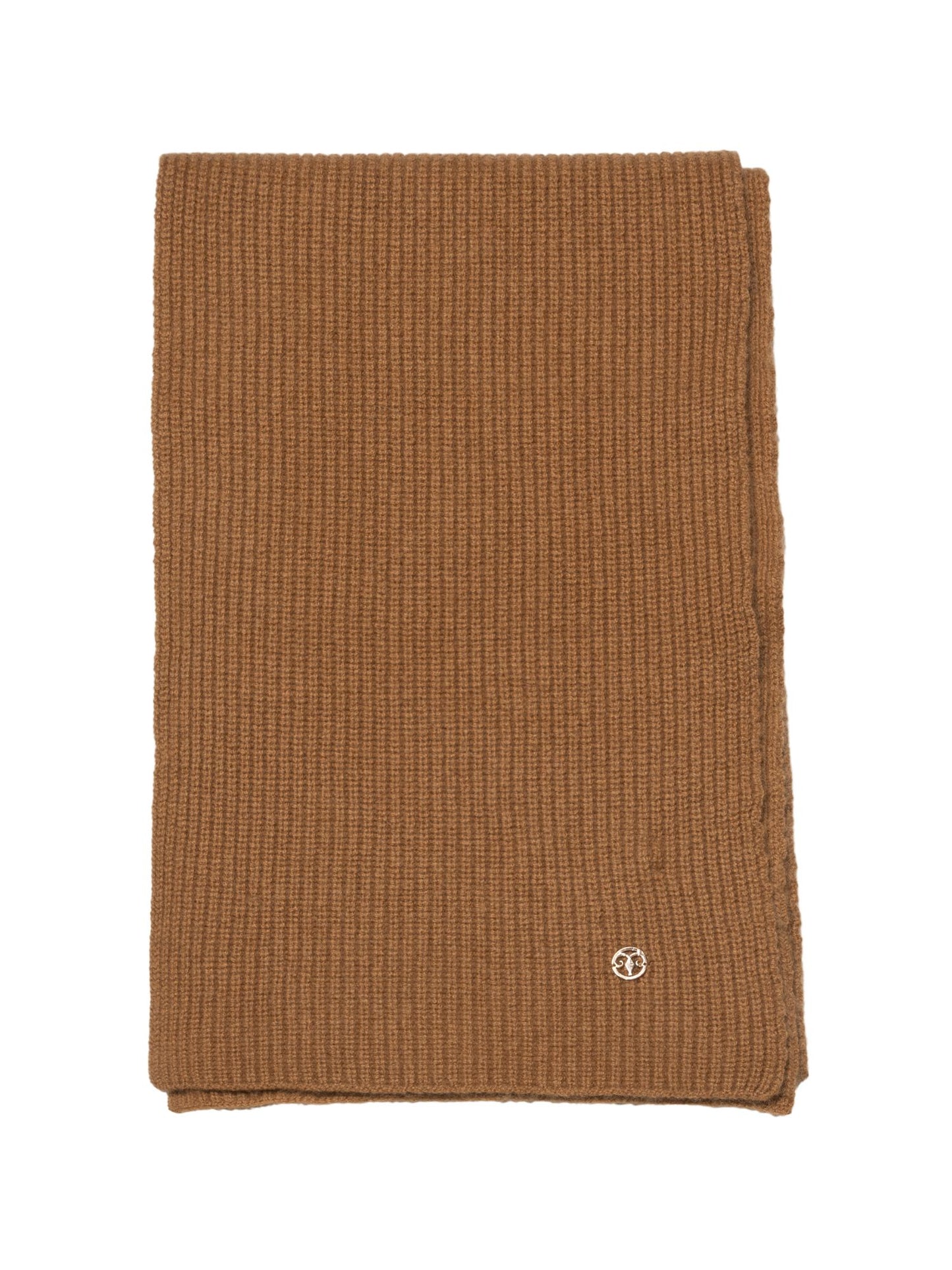 Camel ribbed knit scarf