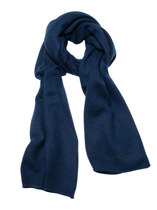 Large navy knit scarf