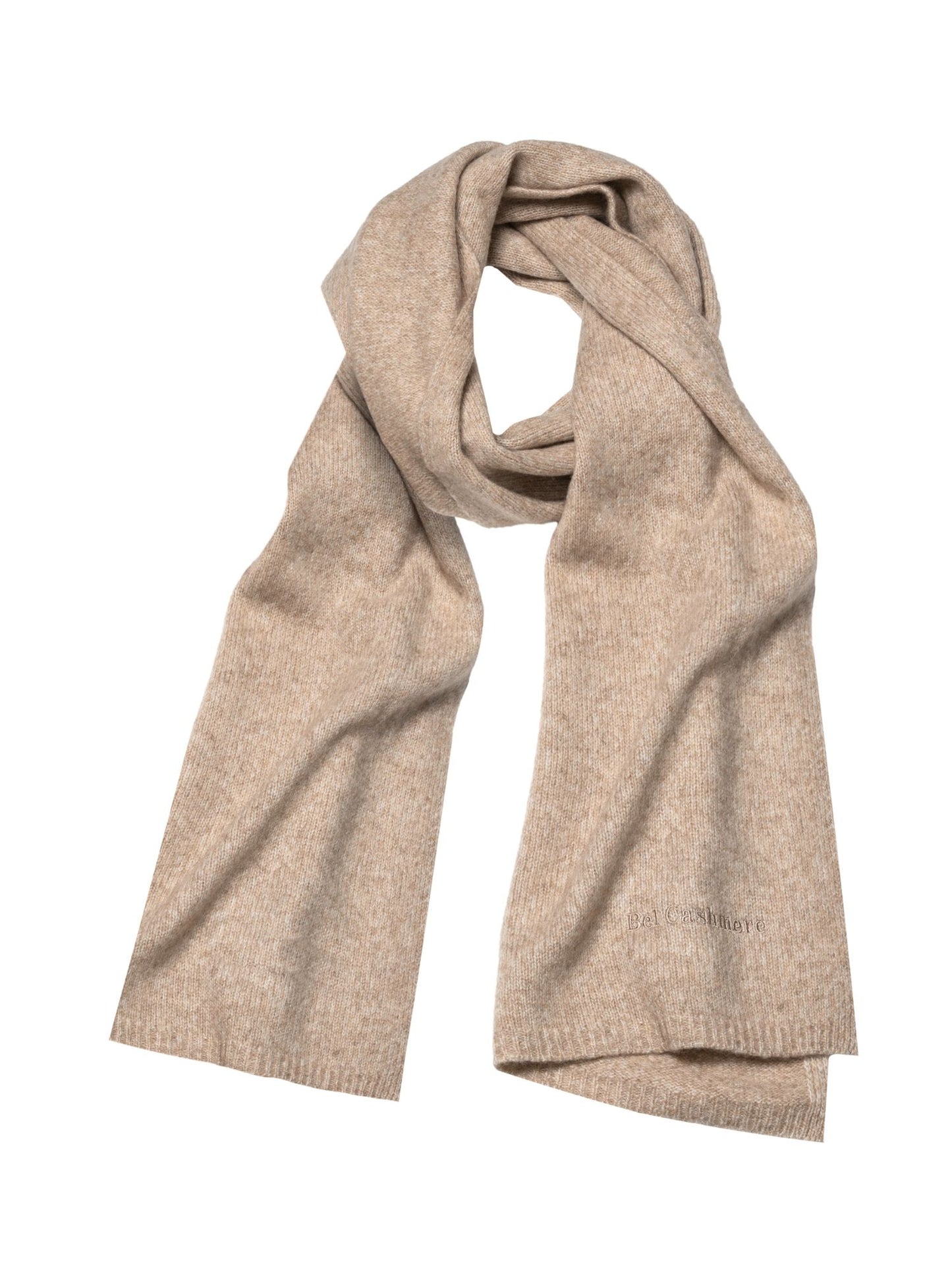Large beige jaspe knit scarf