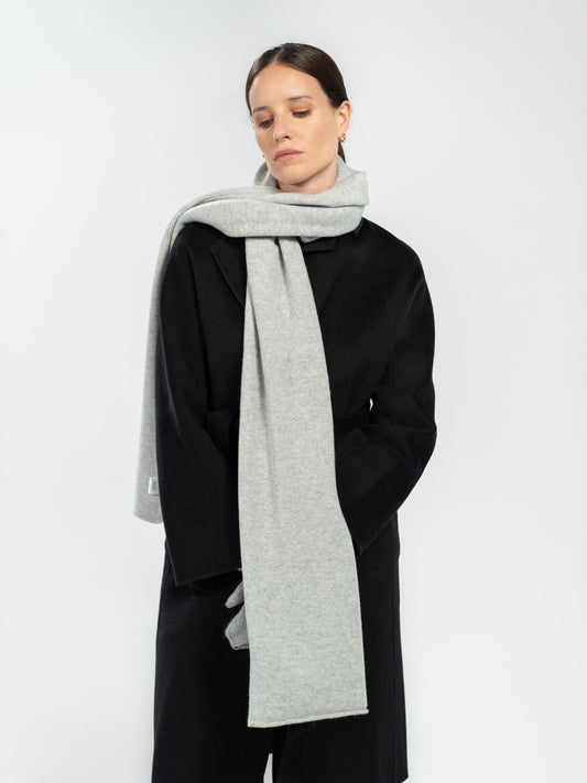 Large gray knit scarf