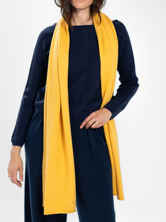 Large amber knit scarf