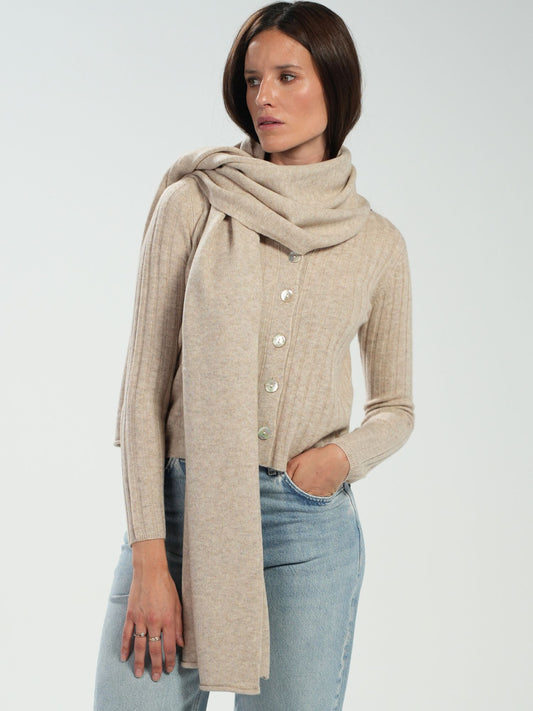 Large tan knit scarf