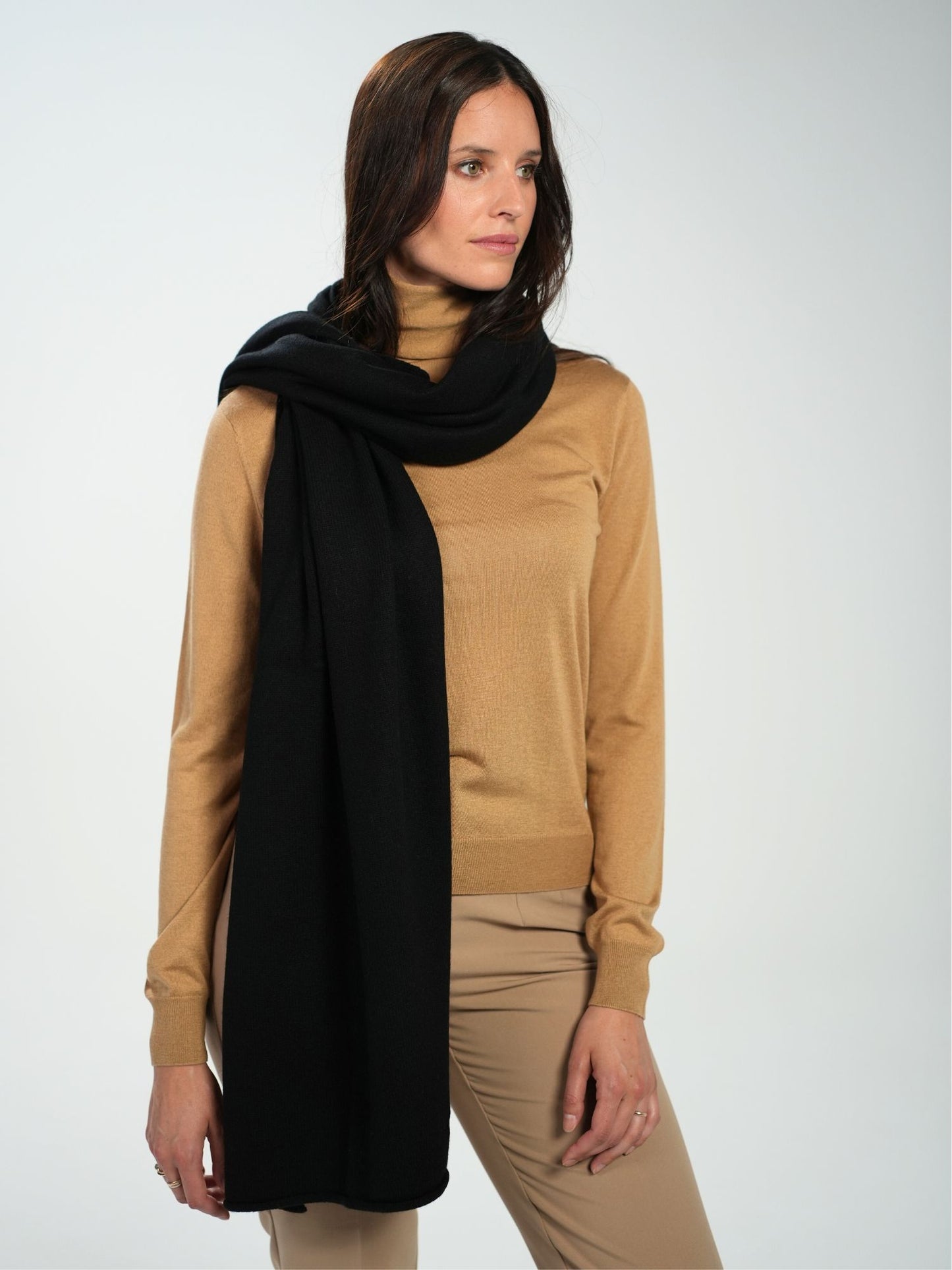 Large black knitted scarf