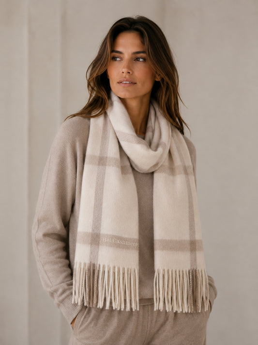 Checked cashmere scarf