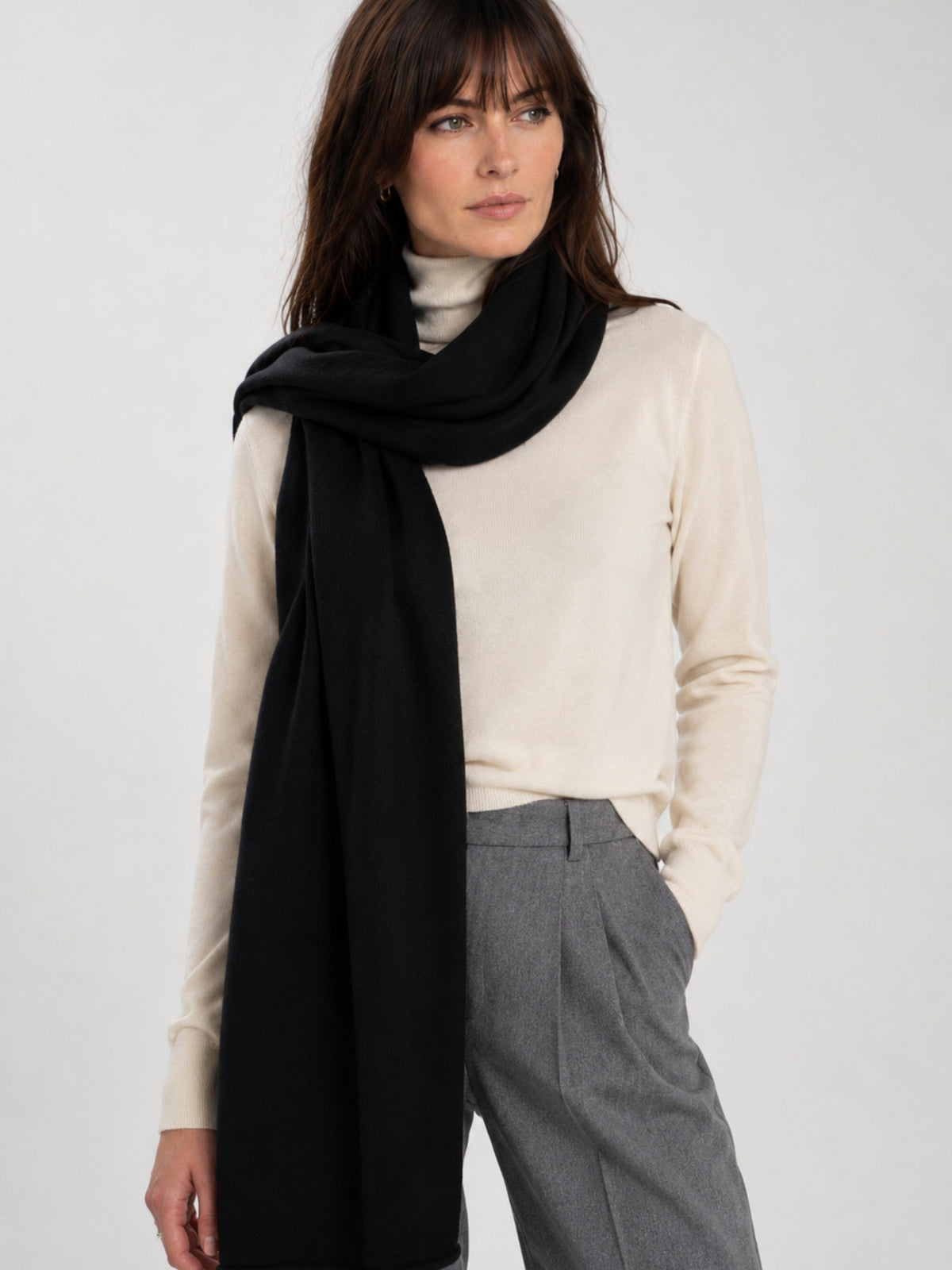 Large black knitted scarf