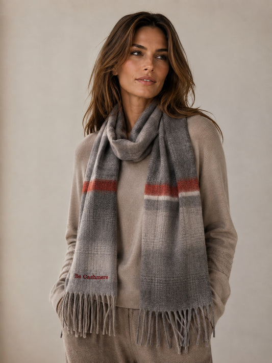 Bufanda de cashmere raya roja