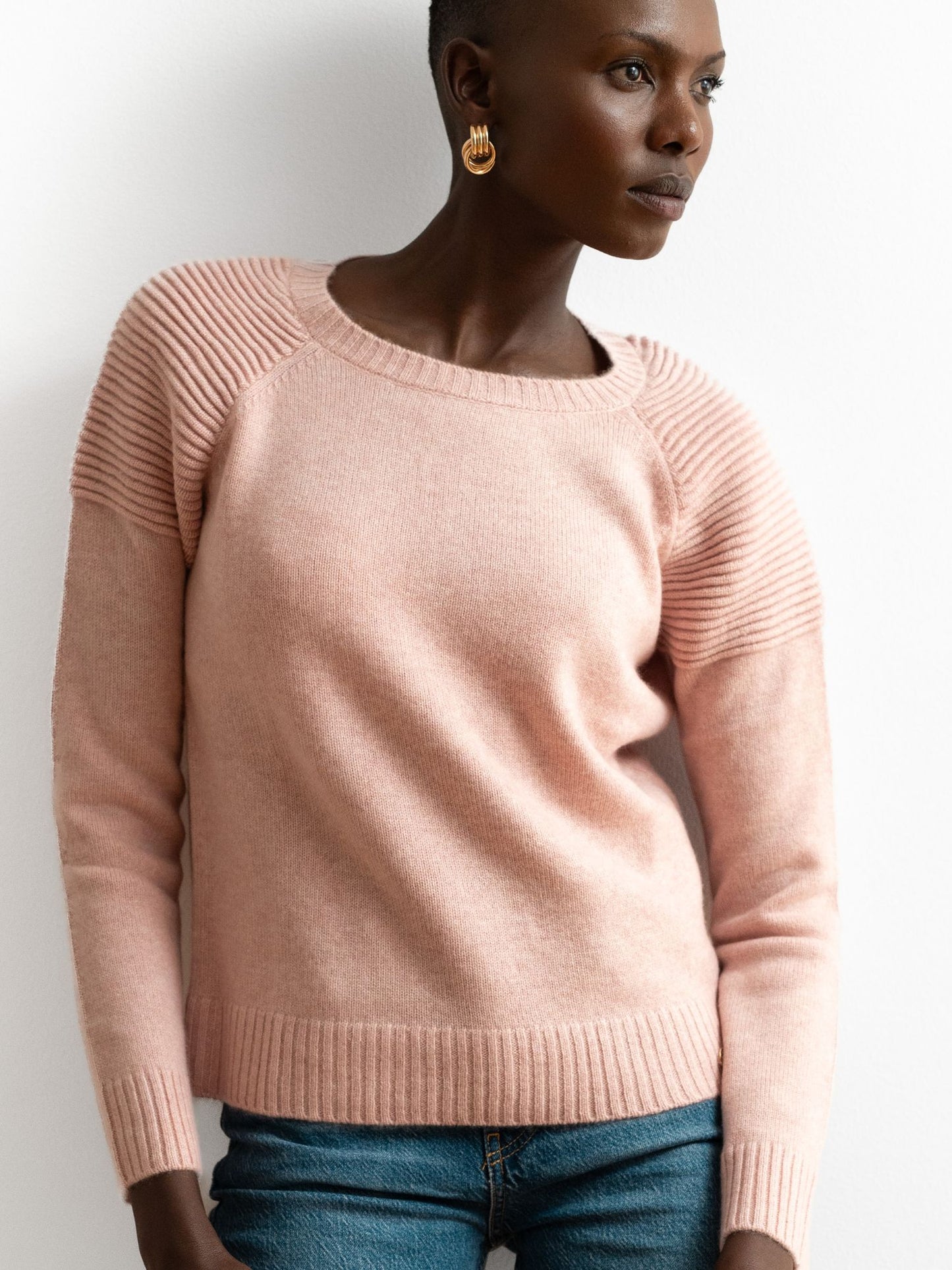 Jersey de cashmere Motorbiker rosa