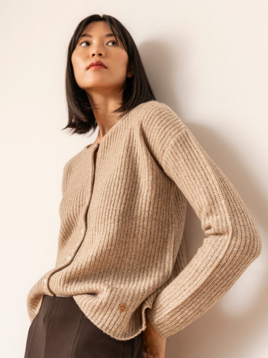Cárdigan Camille jaspé beige