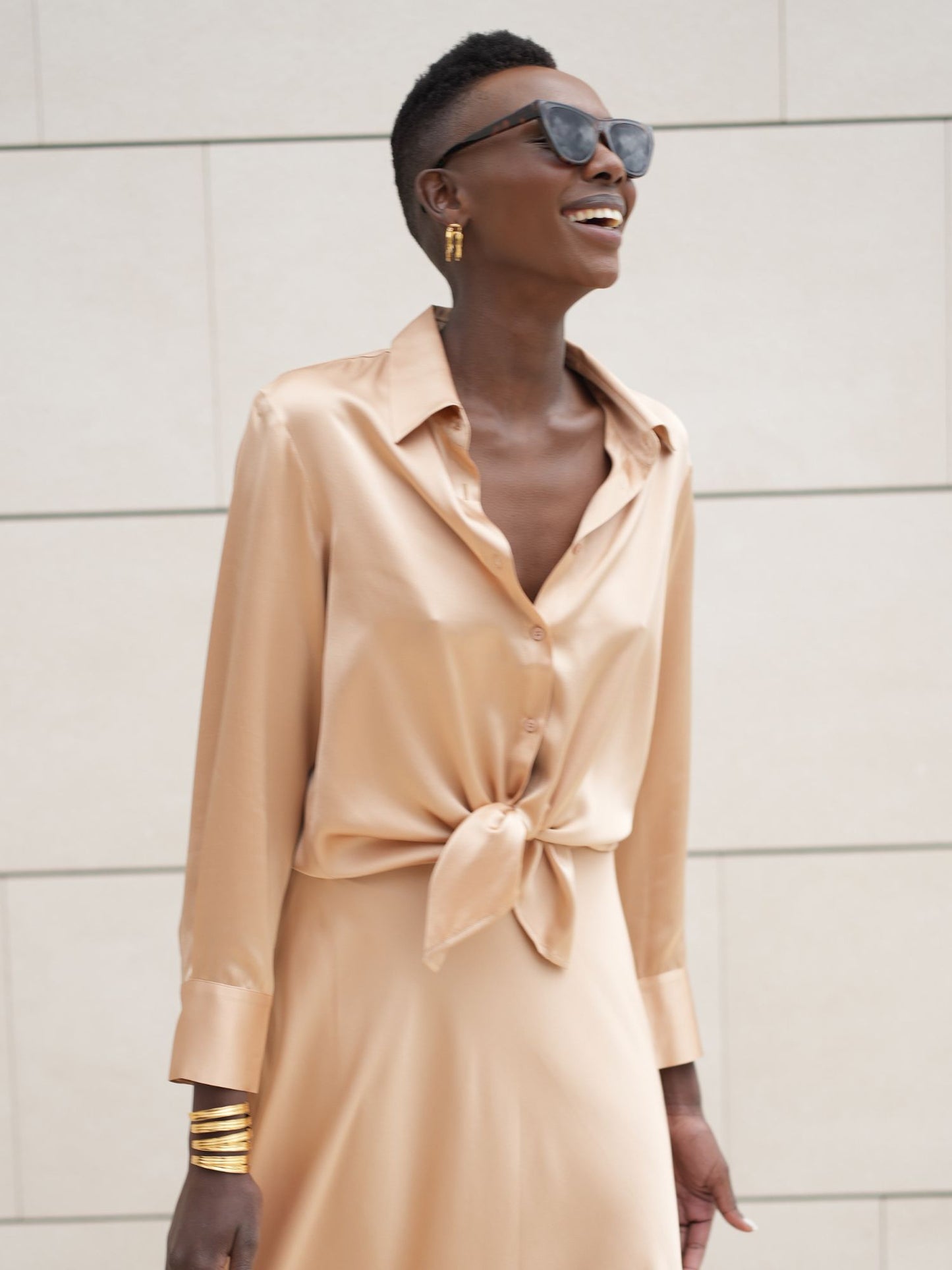 Blusa Diana de seda latte