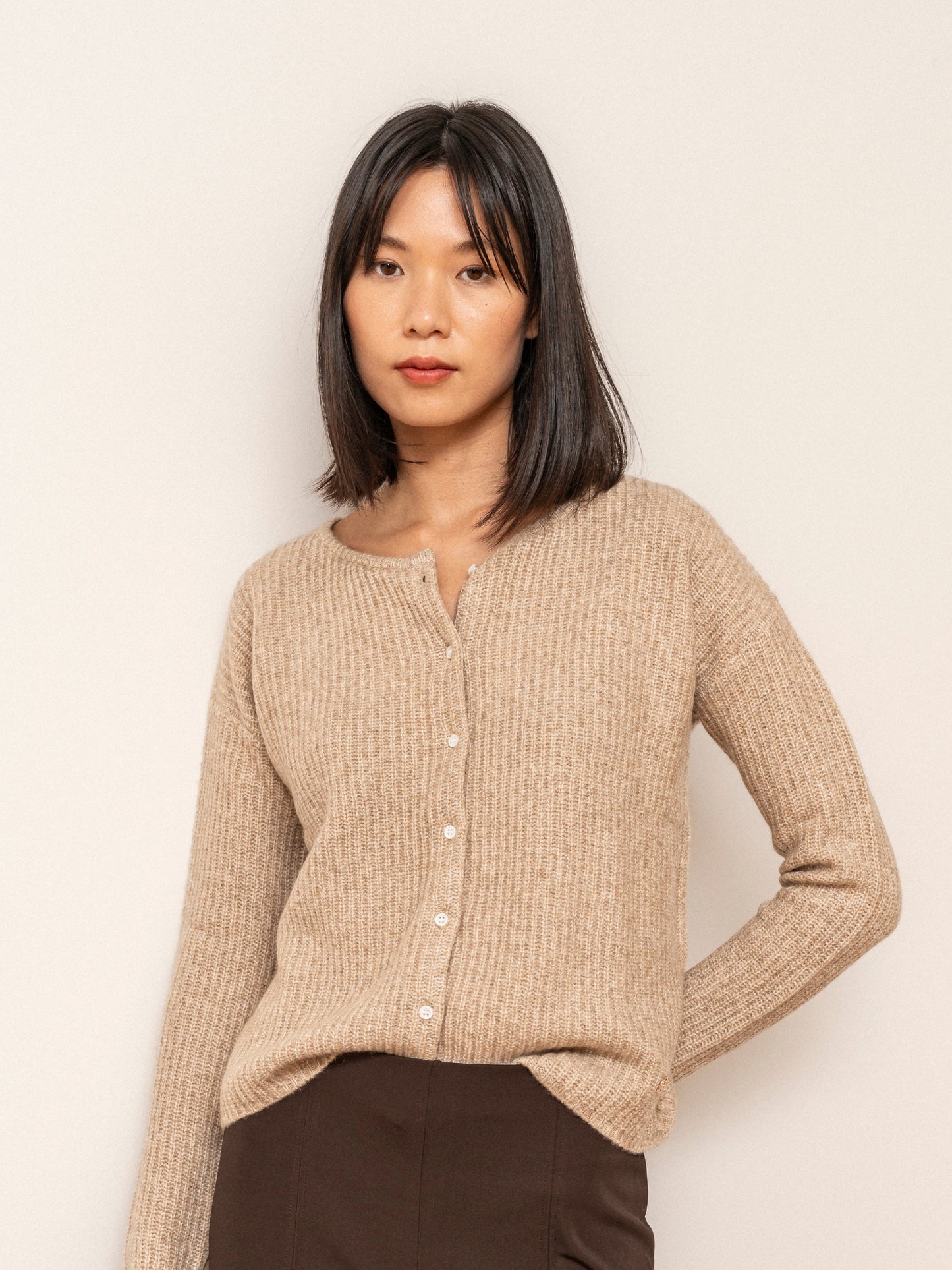 Cárdigan Camille jaspé beige