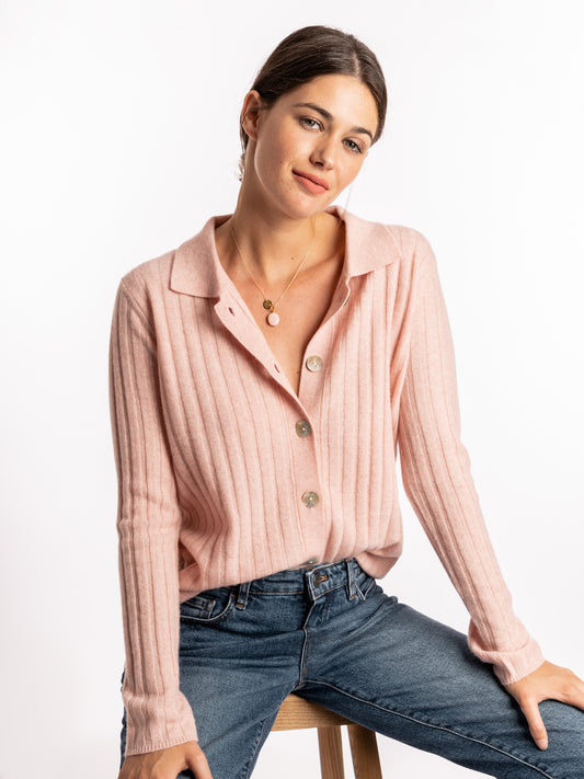 Cardigan Charlotte rosa empolvado