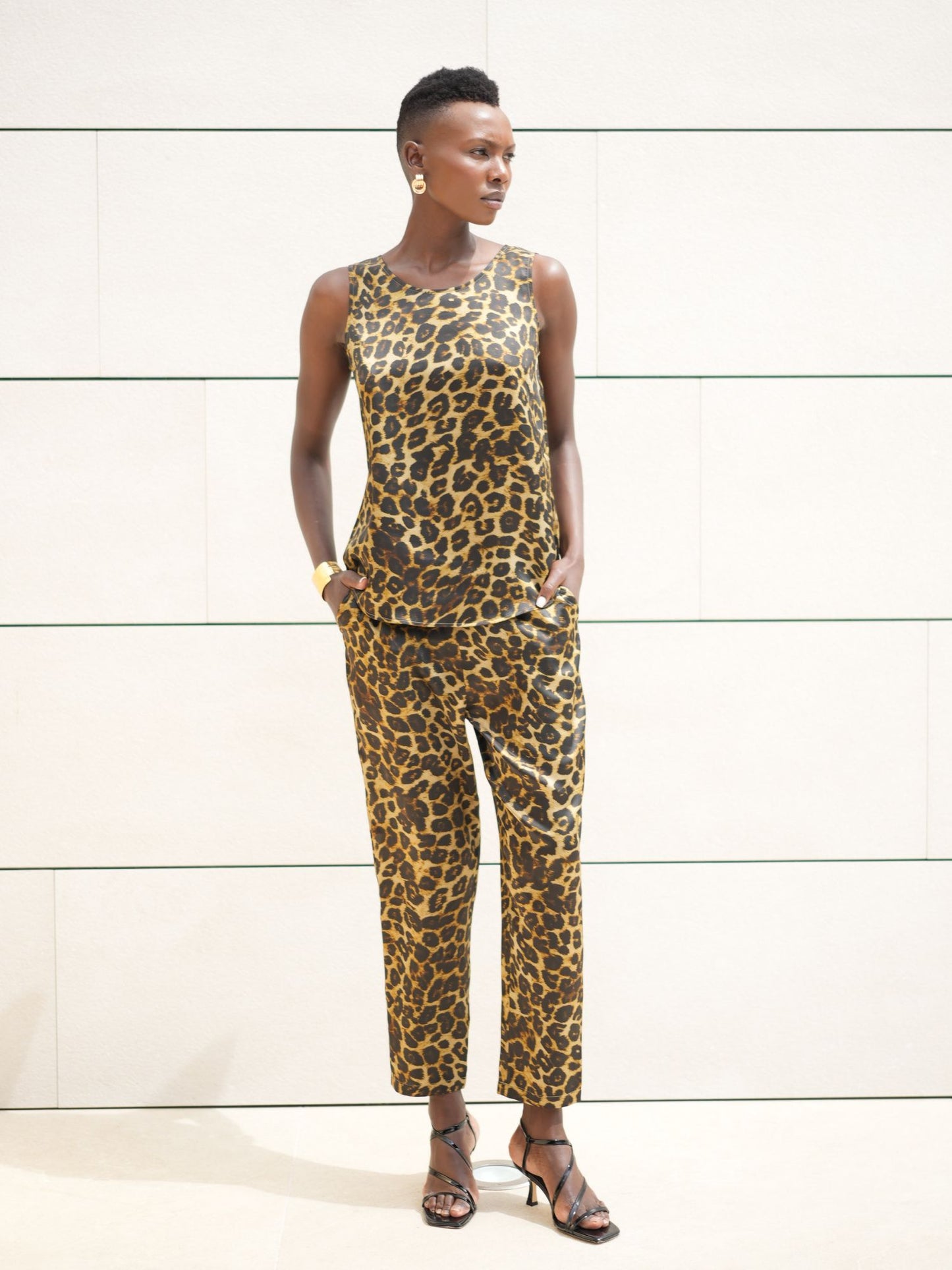 Top Claire de seda leopardo