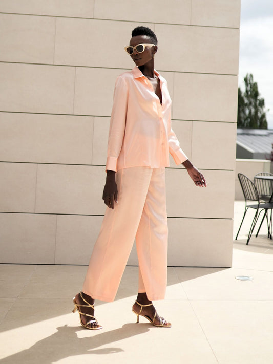 Pantalón Jane de seda melocotón