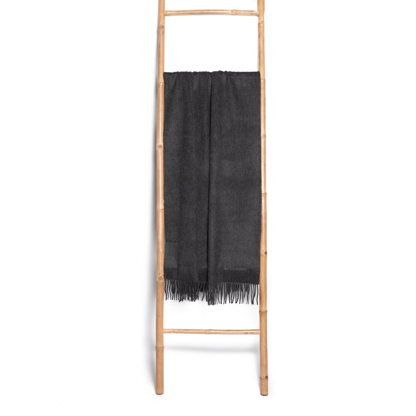 Estola/ Bufanda grande con flecos gris oscuro