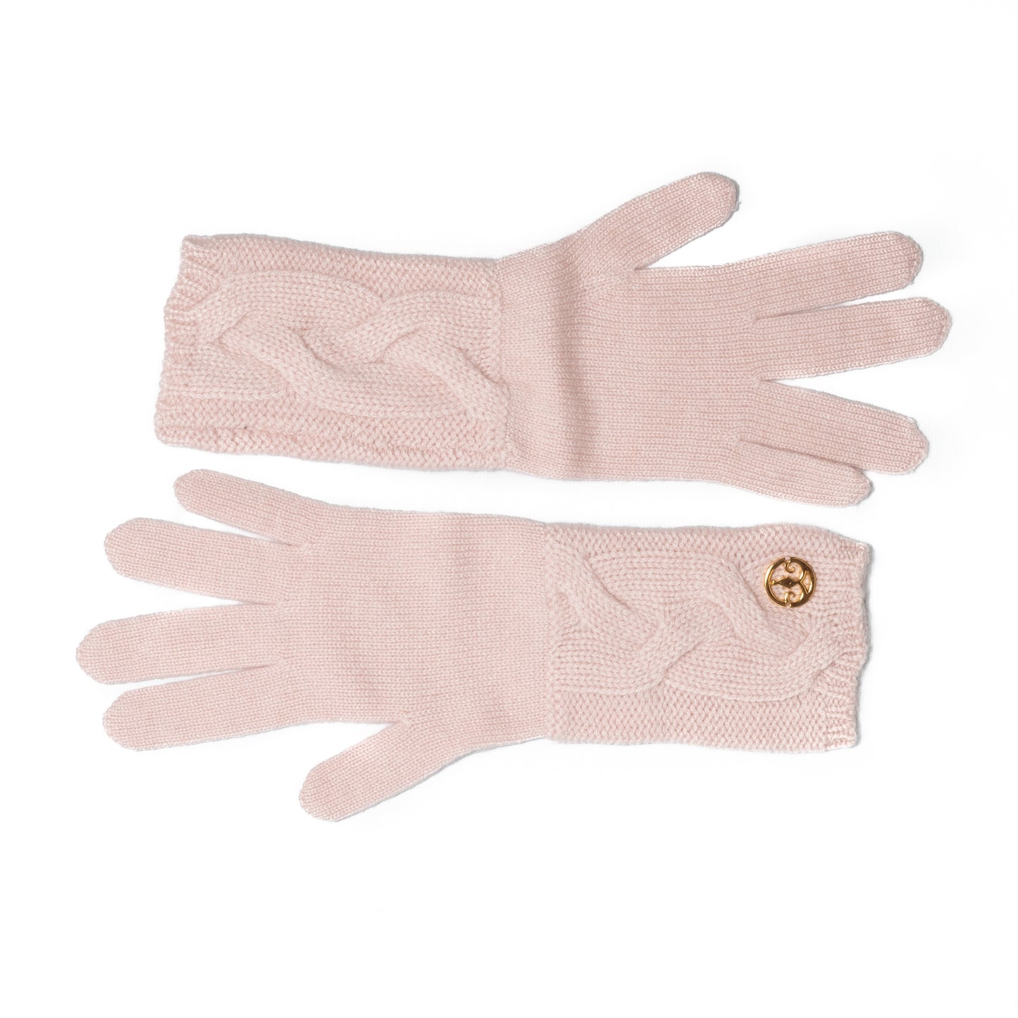 Pink cable-knit cashmere gloves