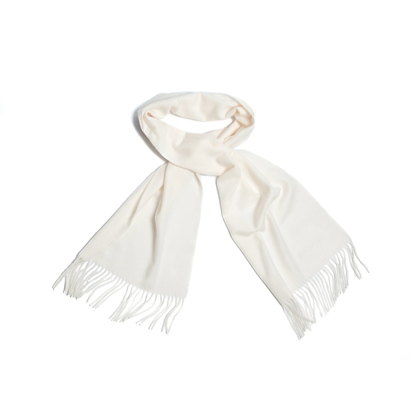 White cashmere scarf with fringes