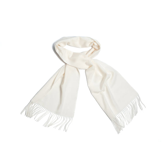 Bufanda de cashmere con flecos blanca