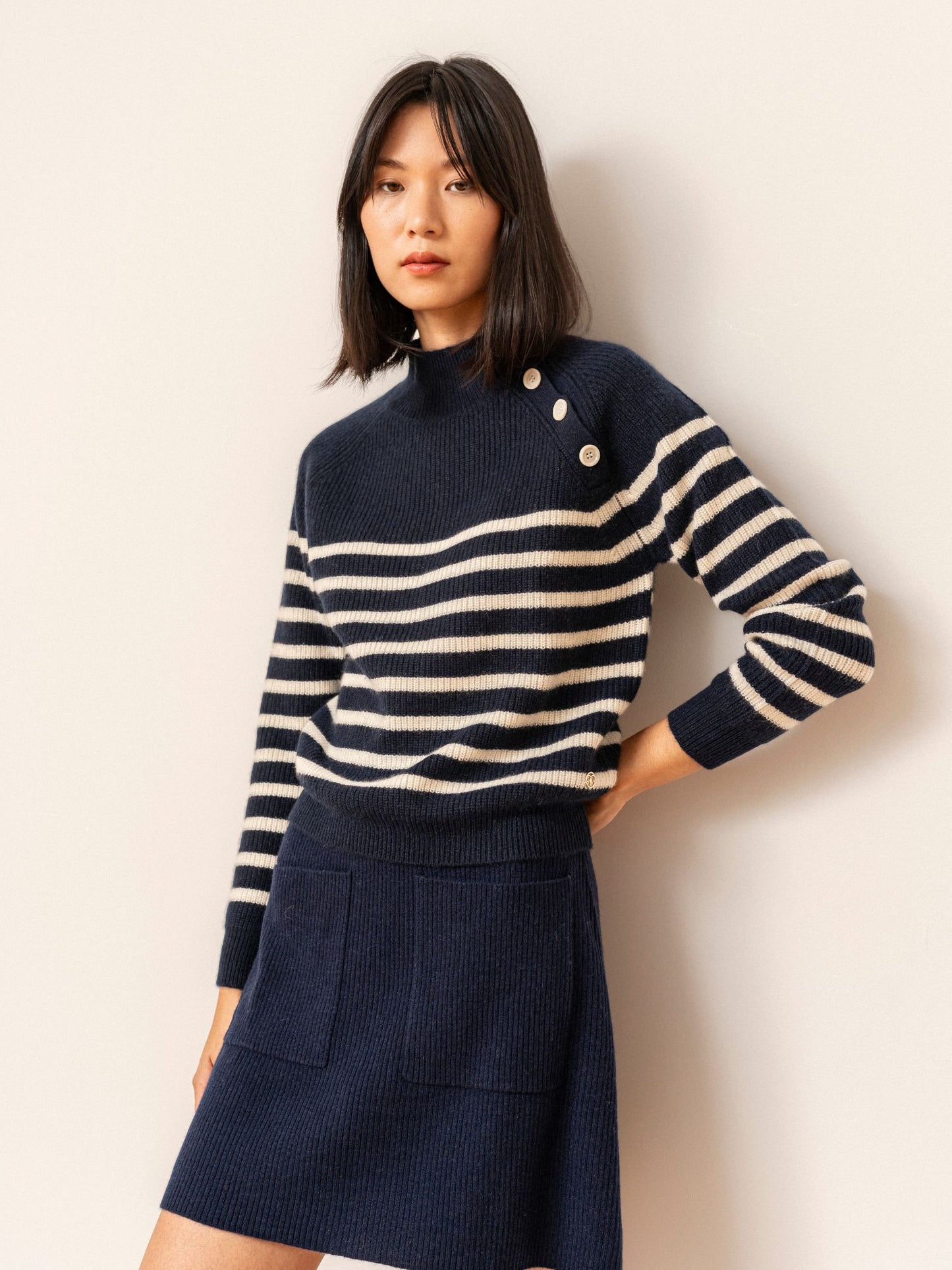 Jersey James de cashmere navy