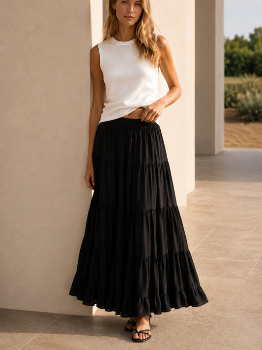 Falda Colette de seda negra
