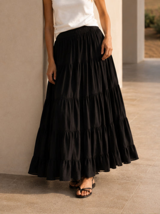 Falda Colette de seda negra