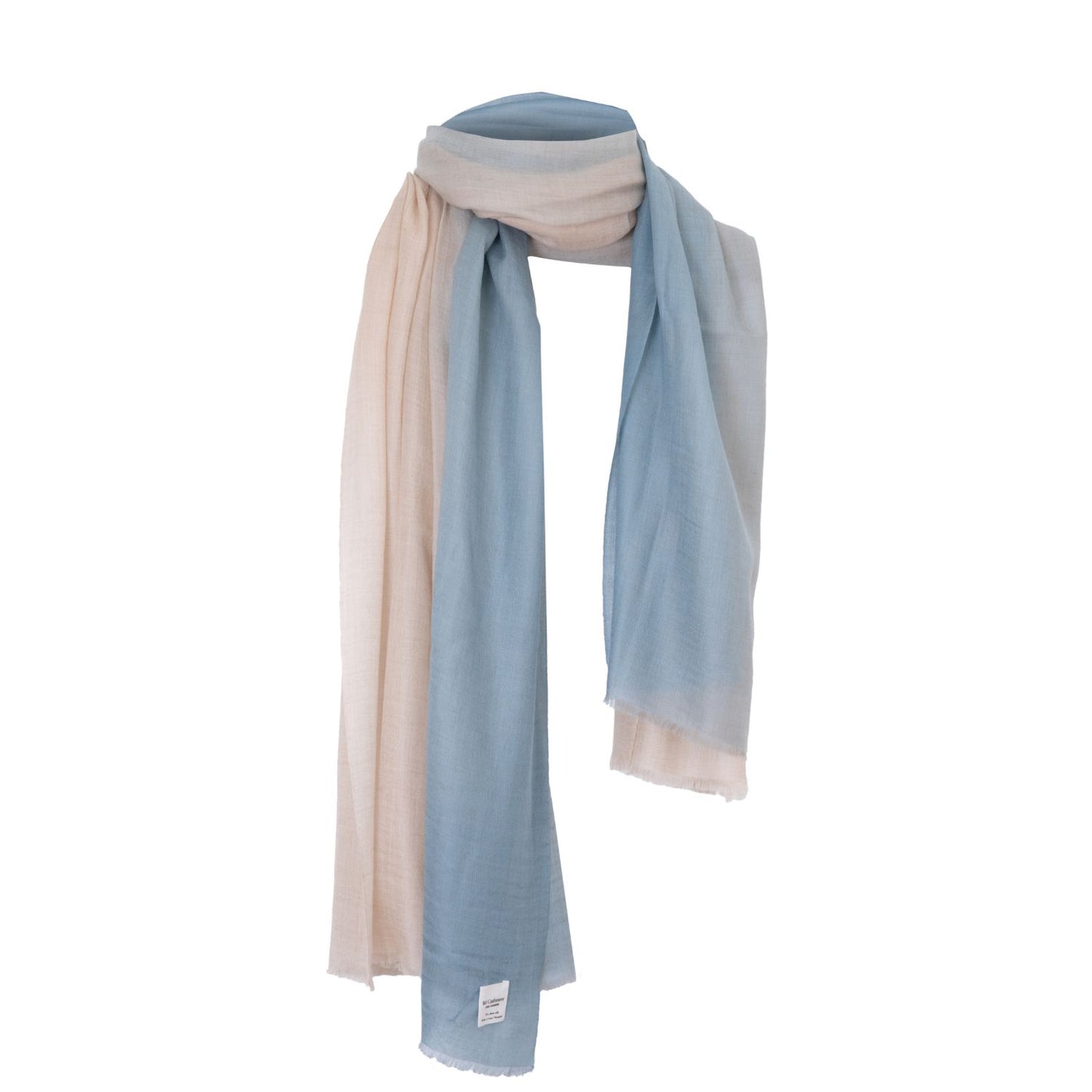 fular fino de cashmere azul degradado