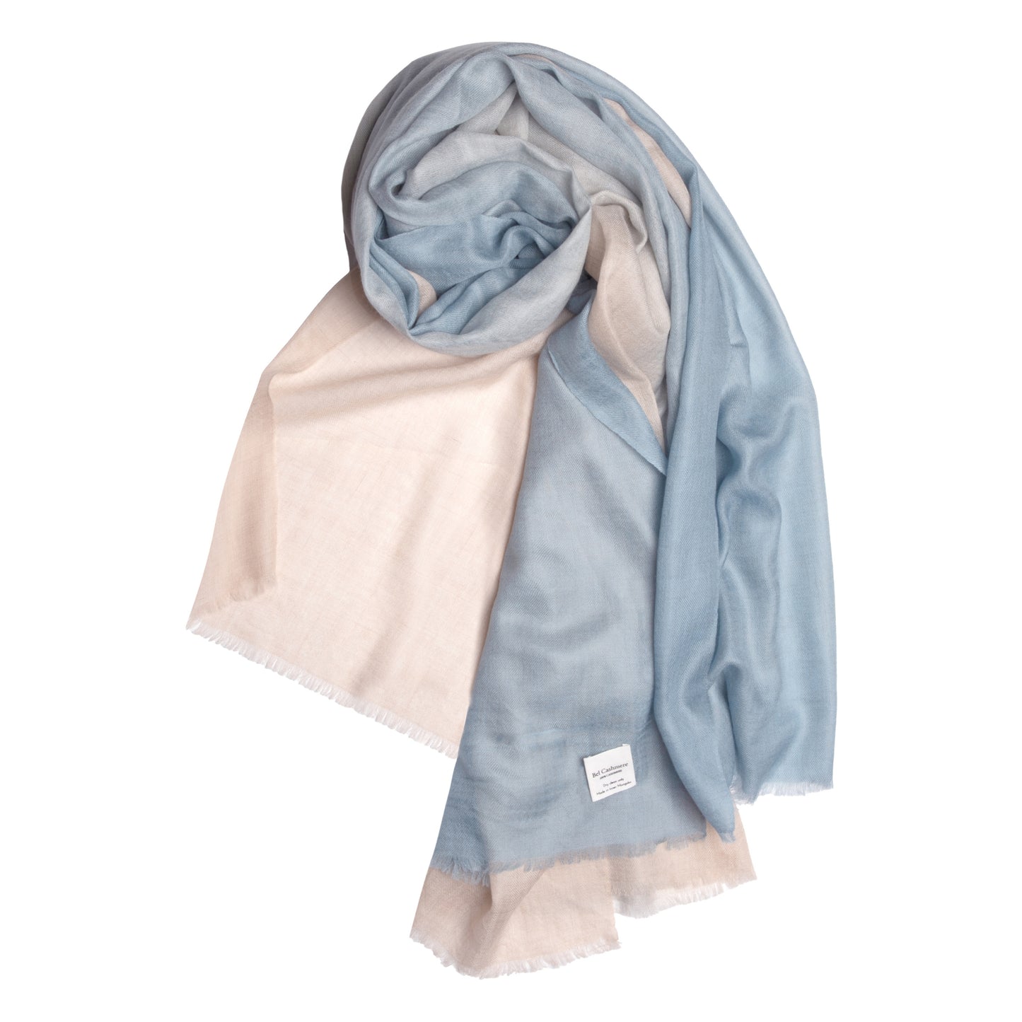 fular fino de cashmere azul degradado