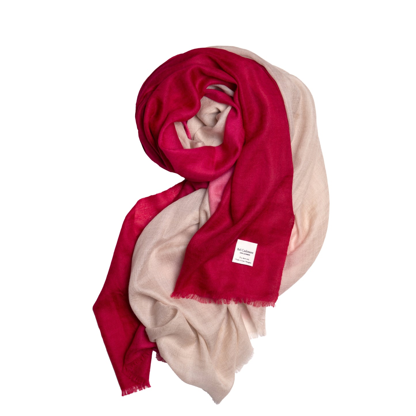 fular fino de cashmere rojo degradado