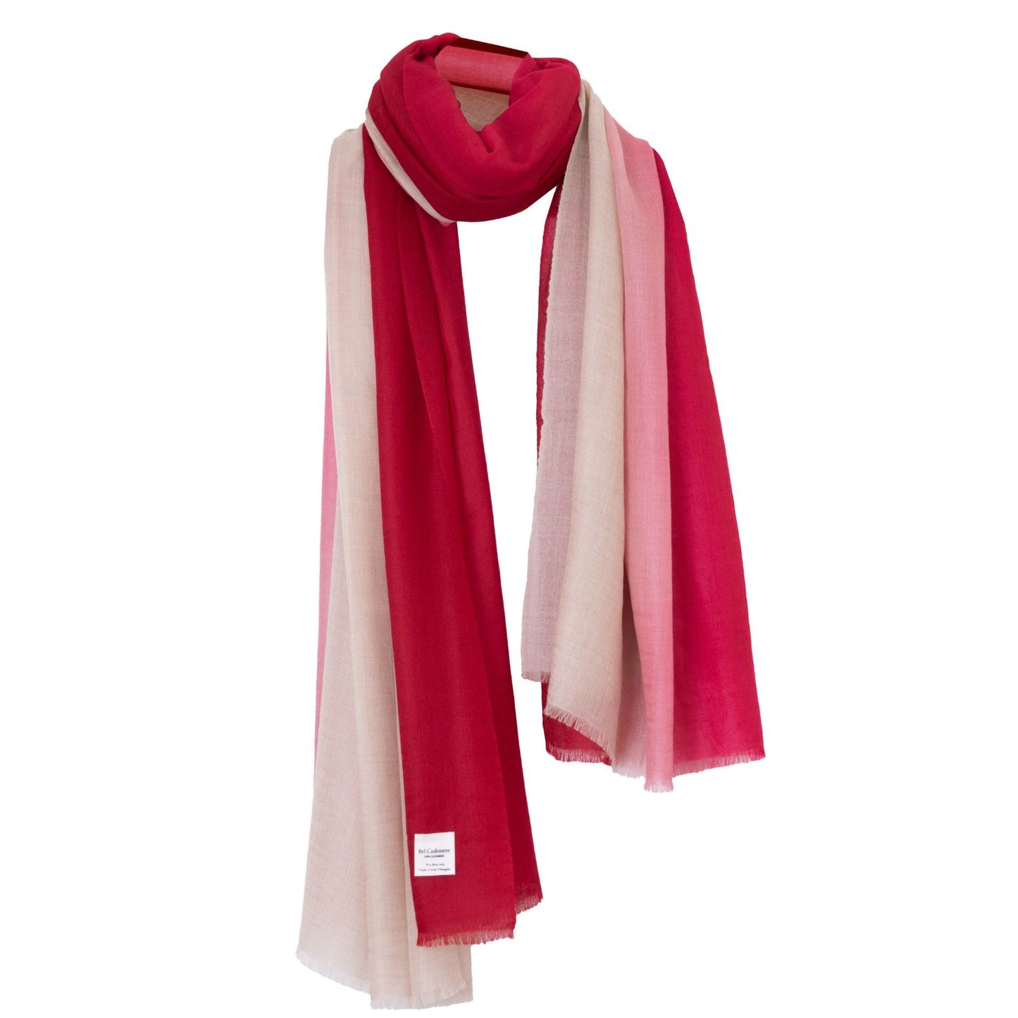 fular fino de cashmere rojo degradado
