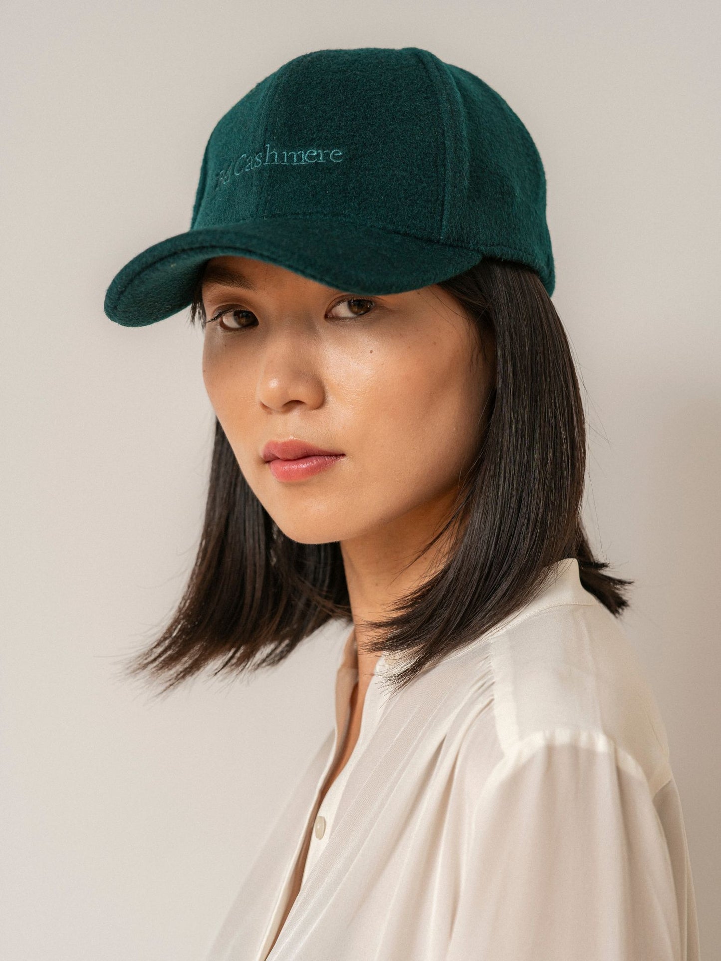 Gorra de lana y cashmere verde