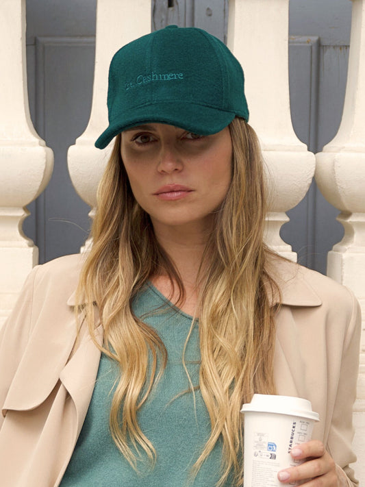 Gorra de lana y cashmere verde