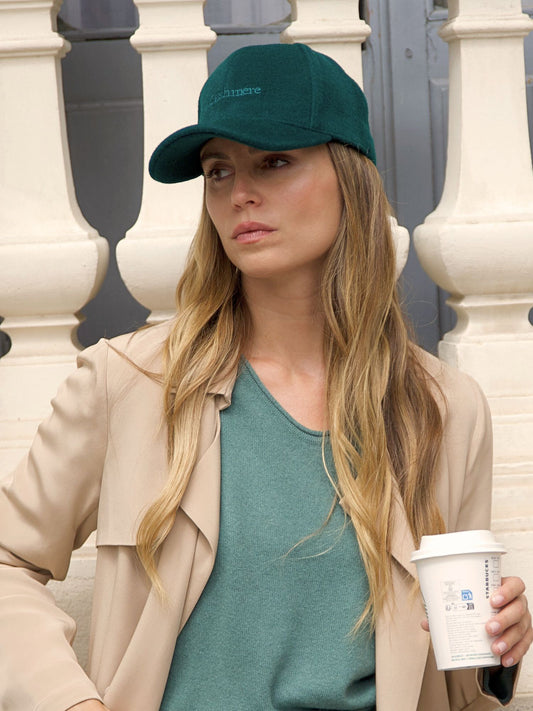 Gorra de lana y cashmere verde