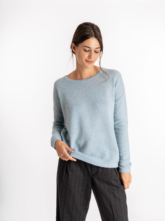 Jersey Lily de cashmere azul verdoso