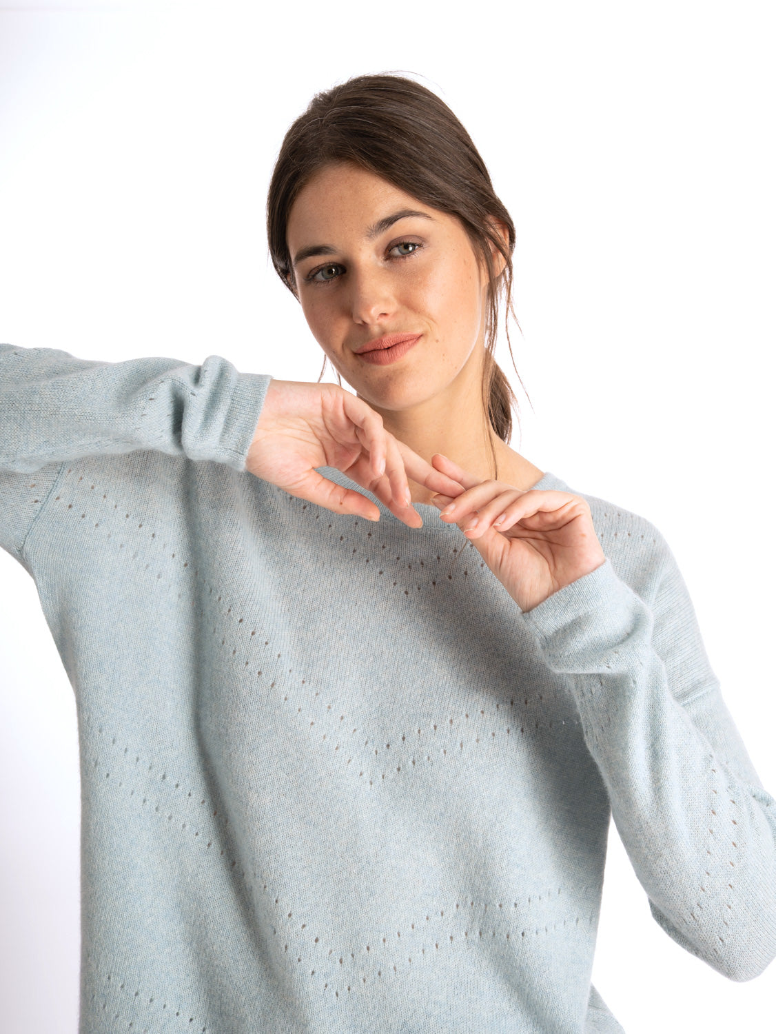 Jersey Lily de cashmere azul verdoso