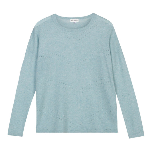 Grünlich-blauer Kaschmirpullover Lily