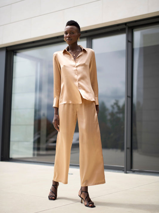 Pantalón Jane de seda latte