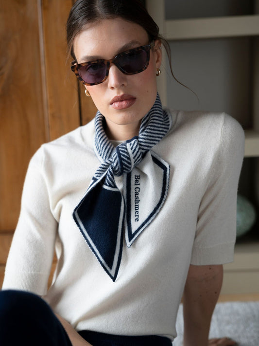 Pañuelo de cashmere rayas azul