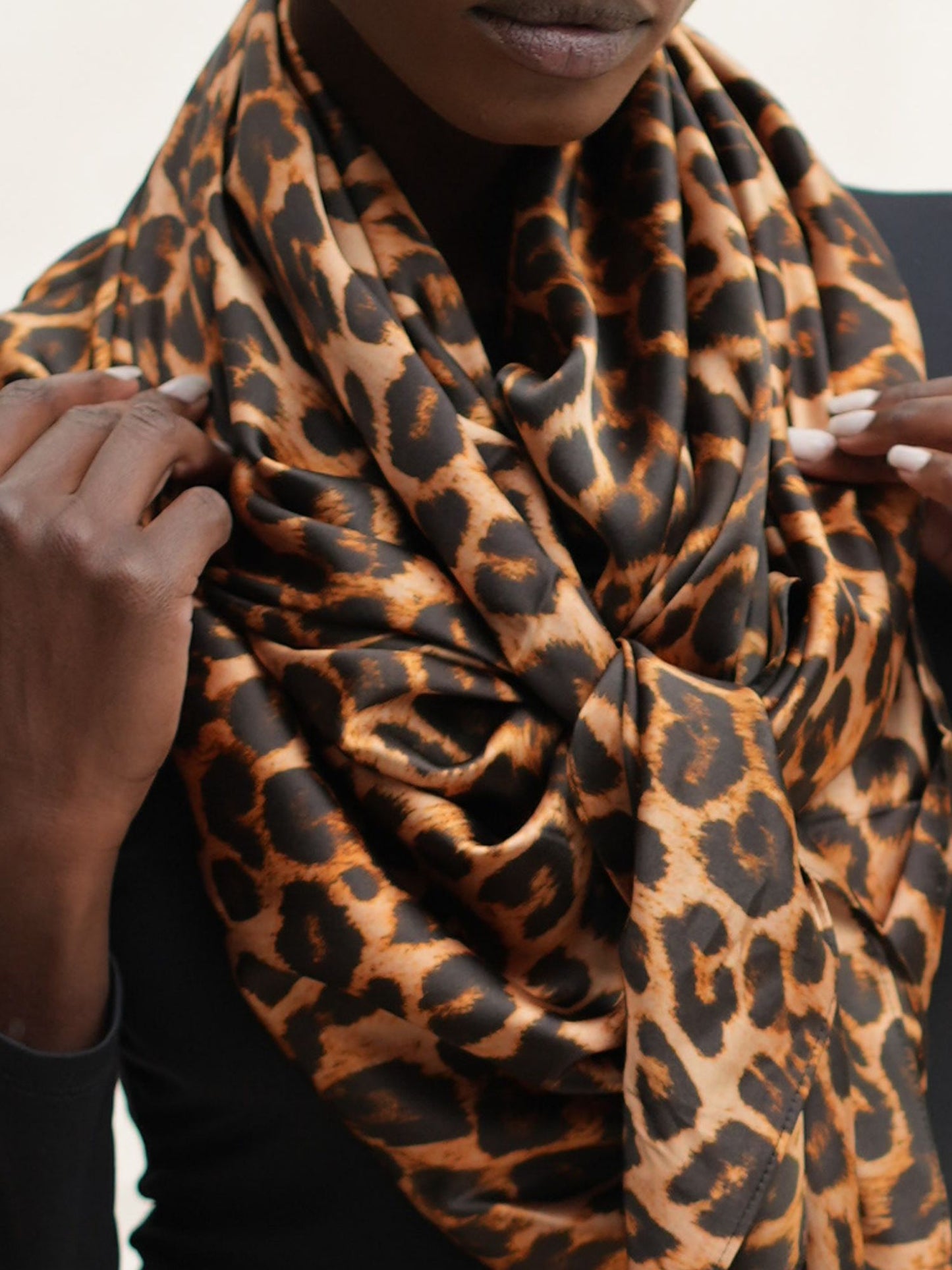 Pañuelo de seda de print de leopardo