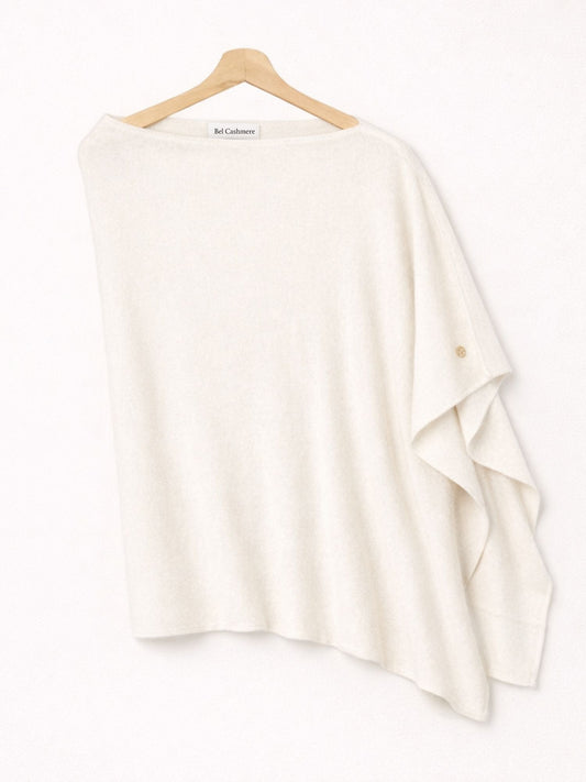 Poncho de cashmere crudo