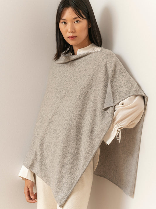 Gray cashmere poncho