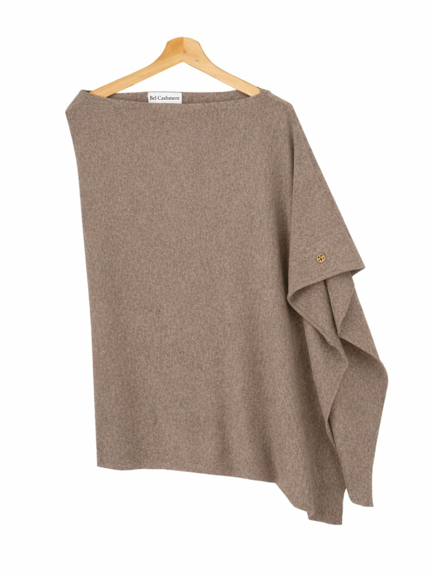 Poncho de cashmere tostado