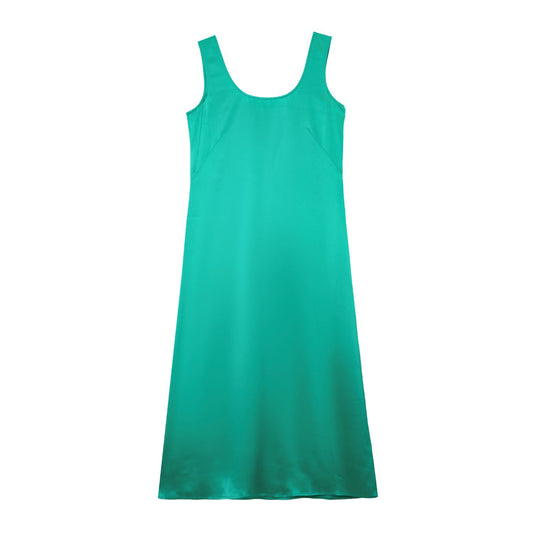 Olivia emerald silk dress