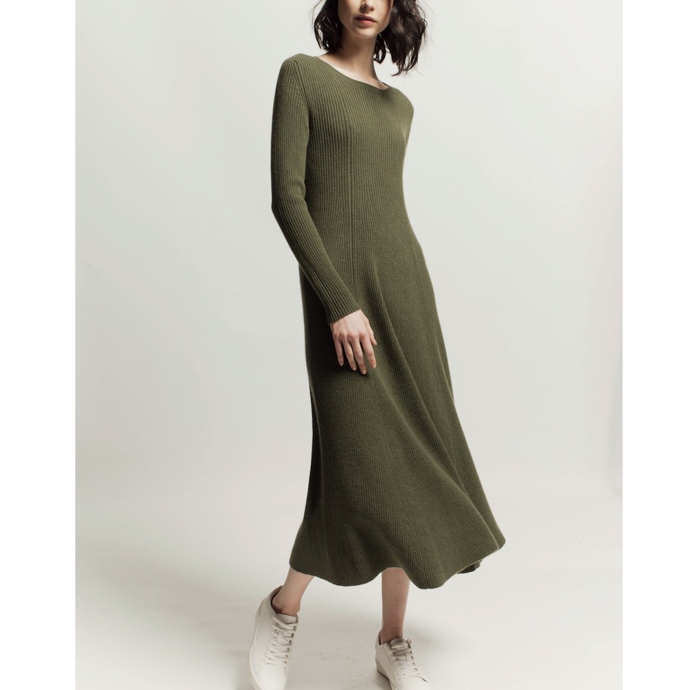 dark green knitted dress